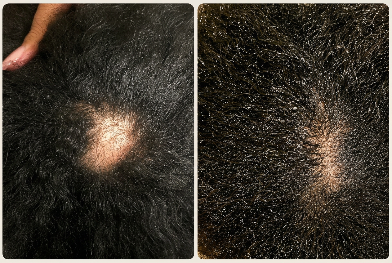 Jasmine — hair regrowth result from Raw Batana oil